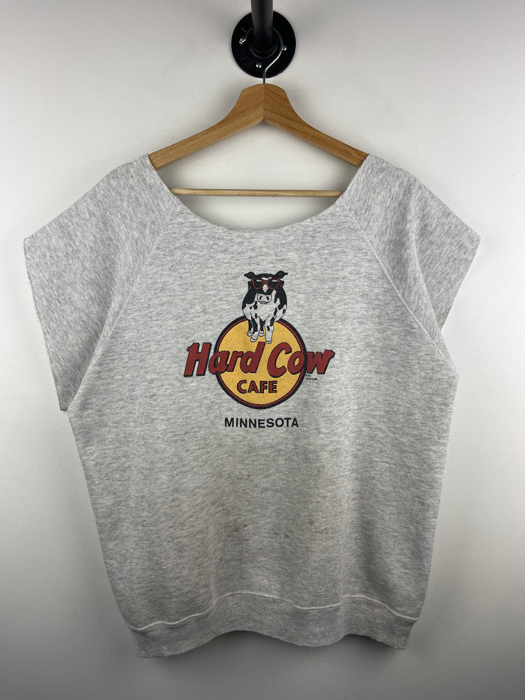 Vintage 90s Hard Cow Café Minnesota Cut Off Grey Crewneck
