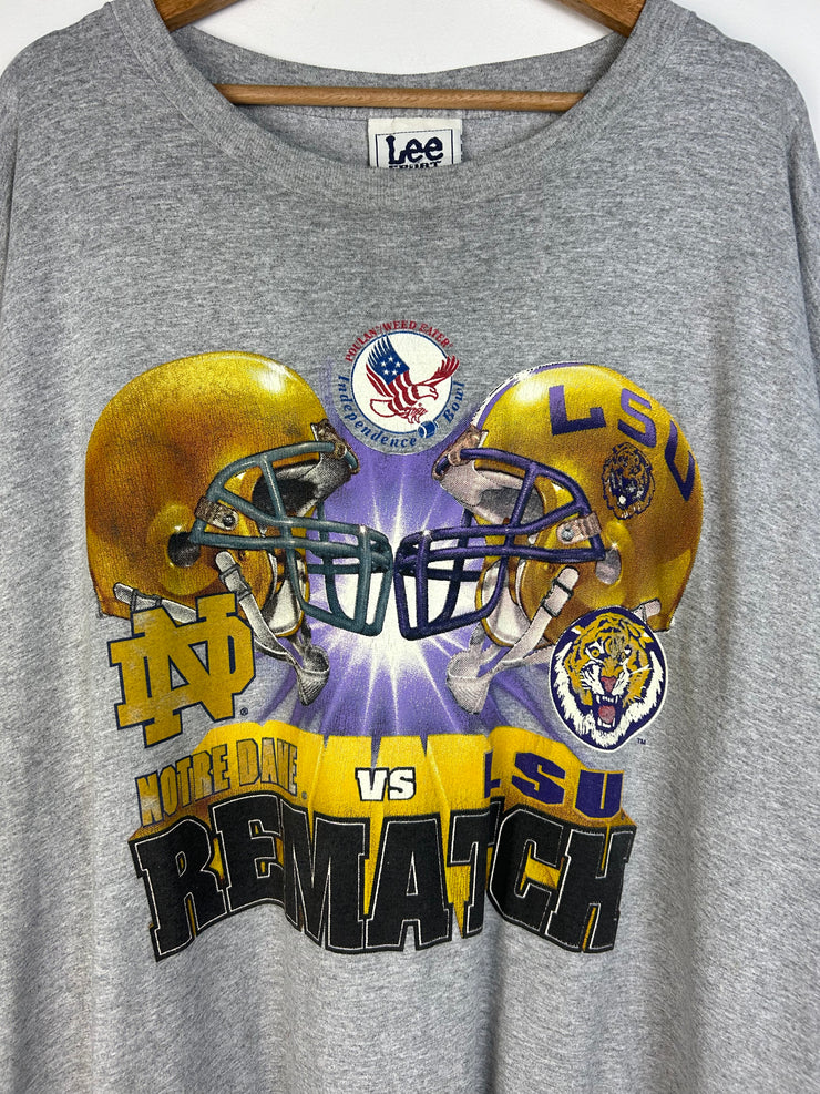 Vintage Lee Sports LSU VS Notre Dame Grey Tee