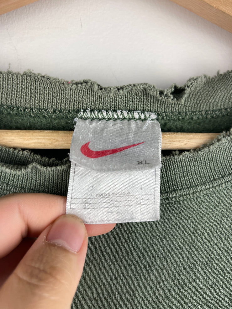 Vintage 90s Nike Mini Swoosh Olive Crewneck