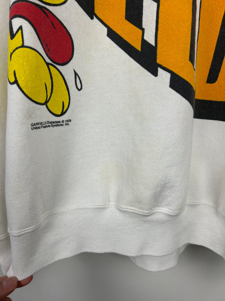 Vintage 90s Garfield TV Show Promo Big Spellout White Crewneck