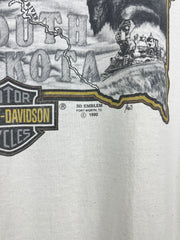 Vintage 90s Harley Davidson Sturgis Black Hills Rally 3D Emblem White Tee