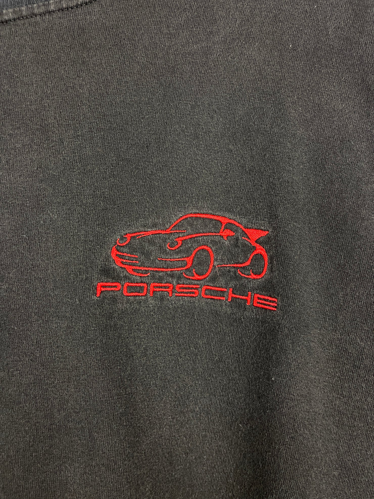 Vintage 90s Porsche Embroidered Black Tee