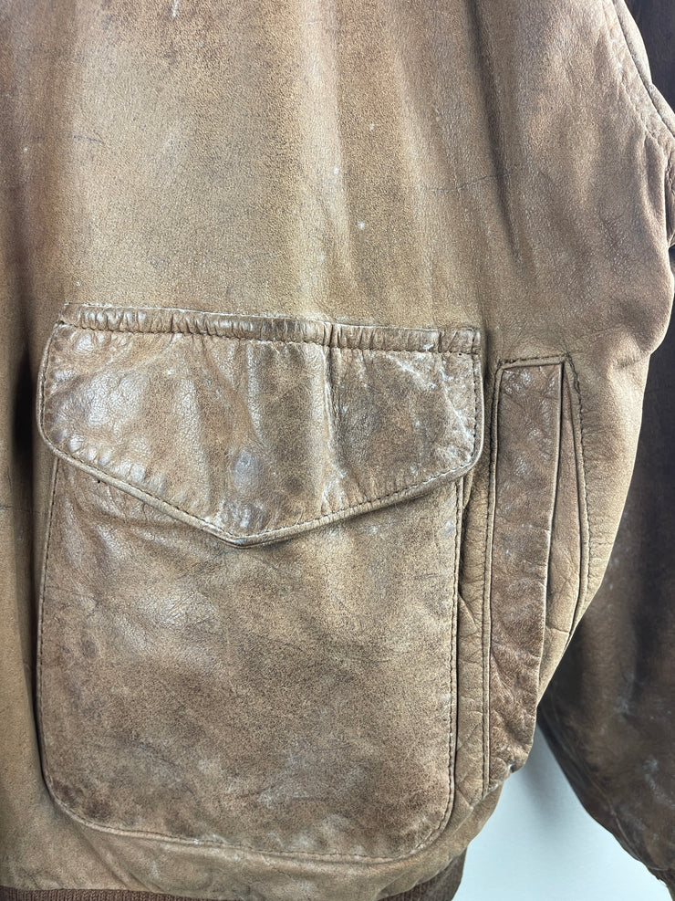 Vintage 90s G-III Brown Leather Bomber Jacket