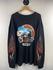 Vintage Harley Davidson Screamin Eagle Flames Niagara Falls Canada Black Long Sleeve