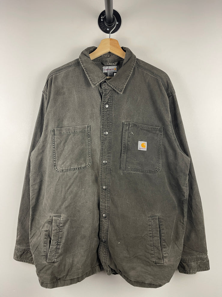 Vintage Carhartt Blanket Lined Faded Black Button Up Long Sleeve Shirt