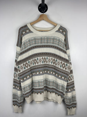 Vintage 90s Tanto Pelo Pattern Beige Knit Sweater