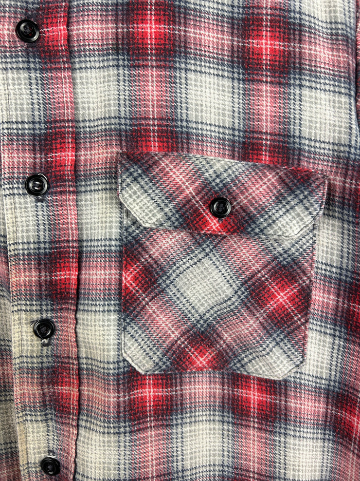 Vintage 70s Sears Made In USA Red & White Checkered Flannel Shirt