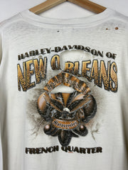 Vintage Harley Davidson Flames New Orleans White Long Sleeve