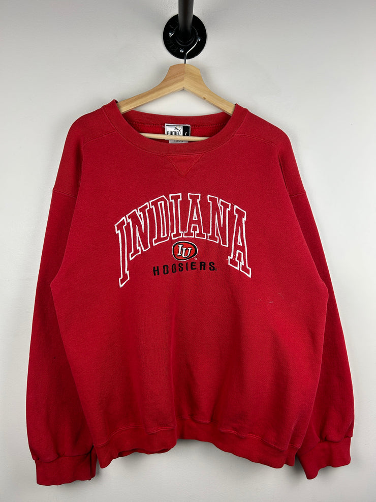 Vintage 90s Puma Indiana Hoosiers Embroidered Red Crewneck