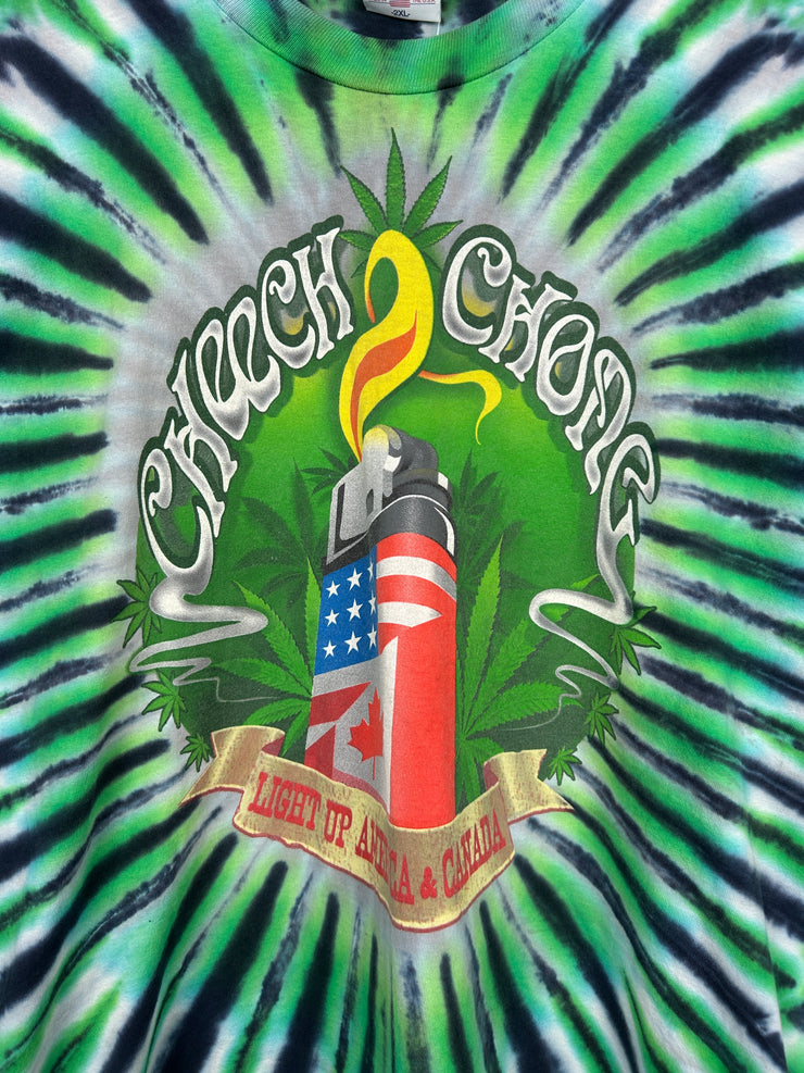 Vintage 90s Cheech And Chong Light Up America & Canada Tie Dye Tee