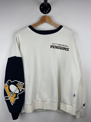 Vintage NHL Starter Pittsburgh Penguins White & Black Crewneck
