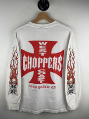 Vintage West Coast Choppers Flames Skull White Long Sleeve