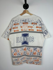 Vintage 90's University Of Illinois All Over Print Tee