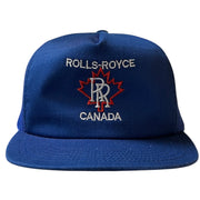 Vintage 80s Rolls Royce Canada Navy Trucker Snapback Hat