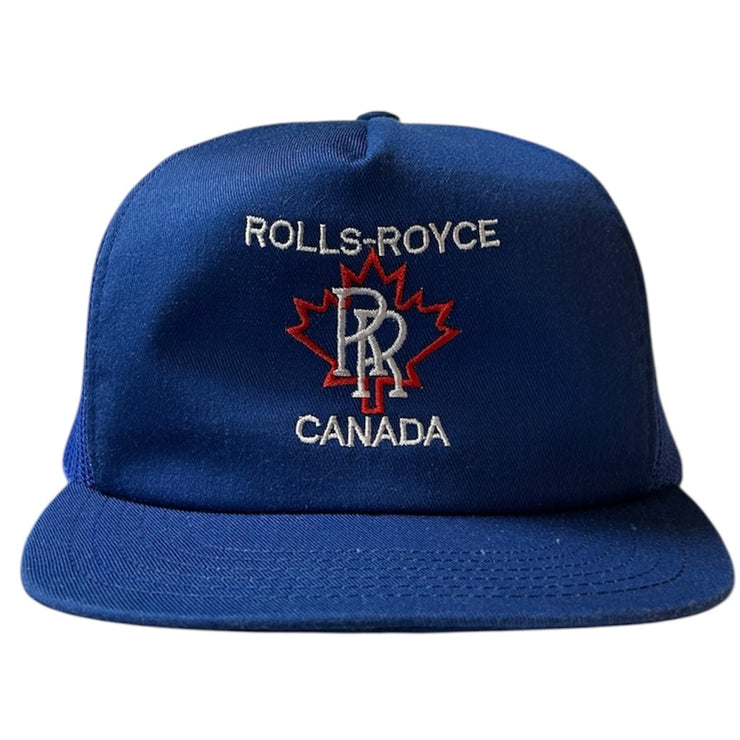 Vintage 80s Rolls Royce Canada Navy Trucker Snapback Hat