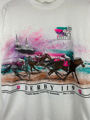 Vintage 90s Kentucky Derby Kentucky Wrap Around White Tee