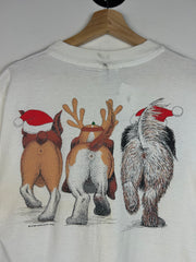 Vintage 90's Dogs Christmas White Tee