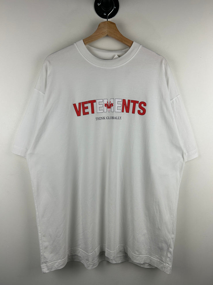 Vetements Canada Think Globally White Tee