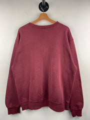 Vintage 90s Champion Spellout Embroidered Thrashed Burgundy Crewneck