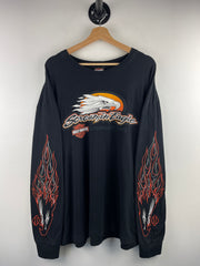 Vintage Harley Davidson Screamin Eagle Flames Niagara Falls Canada Black Long Sleeve