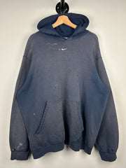 Vintage Nike Middle Swoosh Thrashed Navy Hoodie