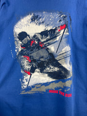Vintage 90s Marlboro Skiing Make The Run Blue Tee