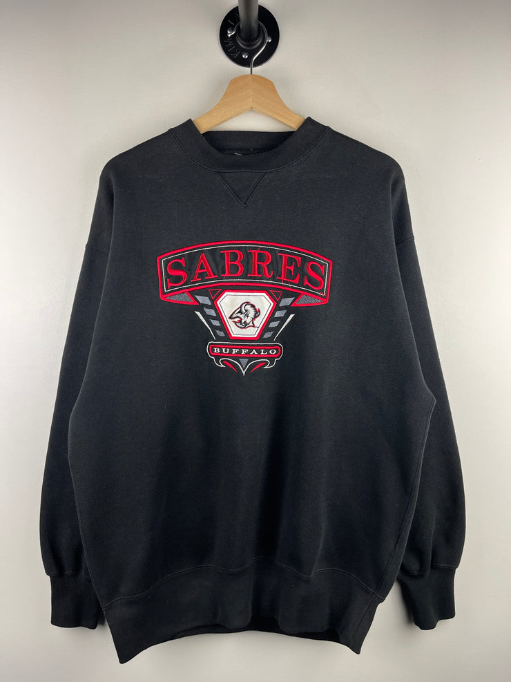 Vintage 90s NHL Buffalo Sabres Embroidered Black Crewneck