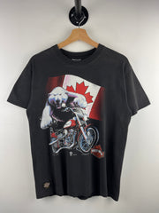 Vintage 90s Harley Davidson Vancouver Canada Polar Bear Black Tee