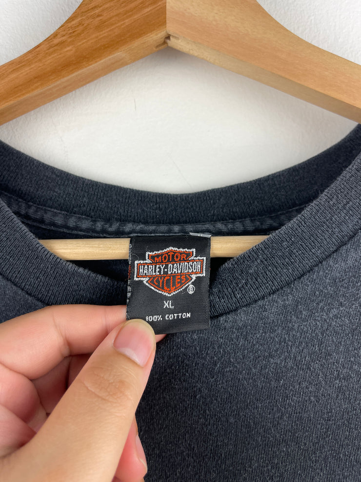 Vintage 90s Harley Davidson Lightning Evolution Revolution New York Black Tee