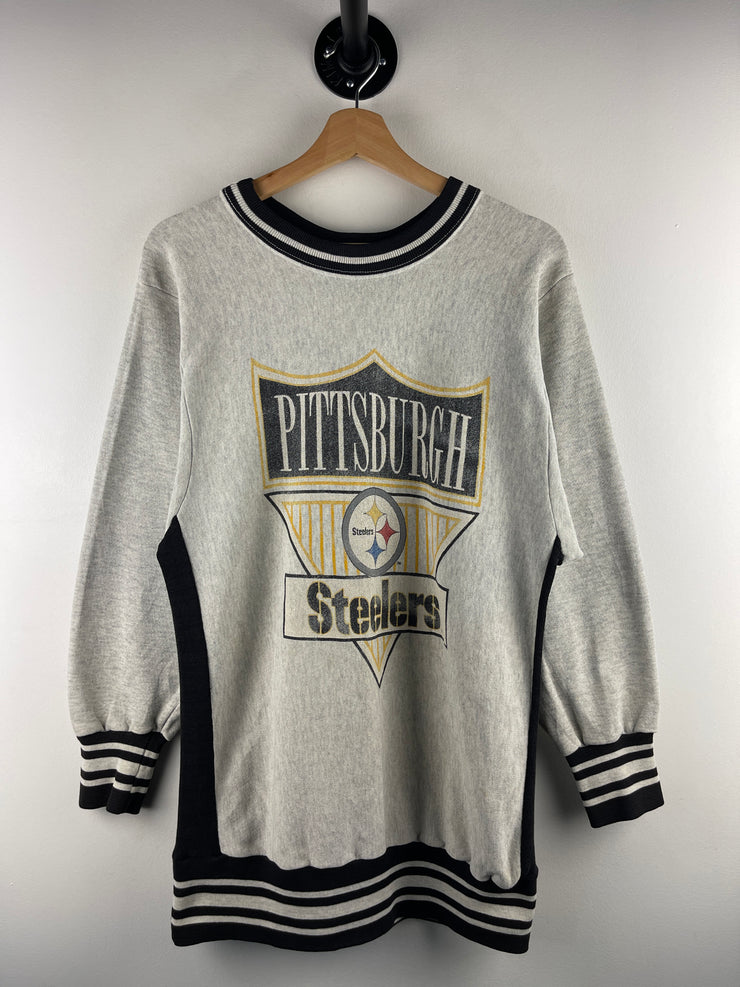 Vintage 80s NFL Pittsburgh Steelers Grey & Black Crewneck