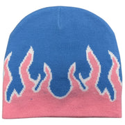 Vintage Y2K Flames Blue & Pink Beanie
