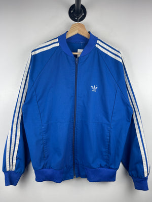 Vintage 80s Adidas Trefoil 3 Stripe Blue Track Jacket
