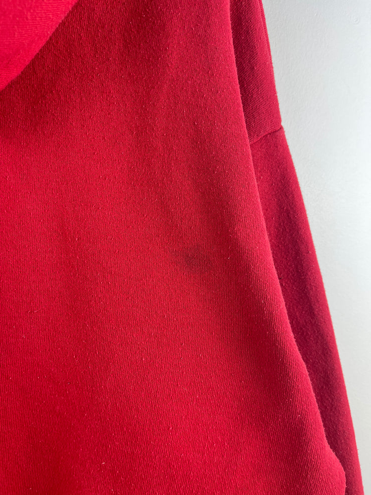 Vintage 90s Red Blank Zip Up Hoodie