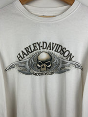 Vintage 2003 Harley Davidson Skulls White Long Sleeve