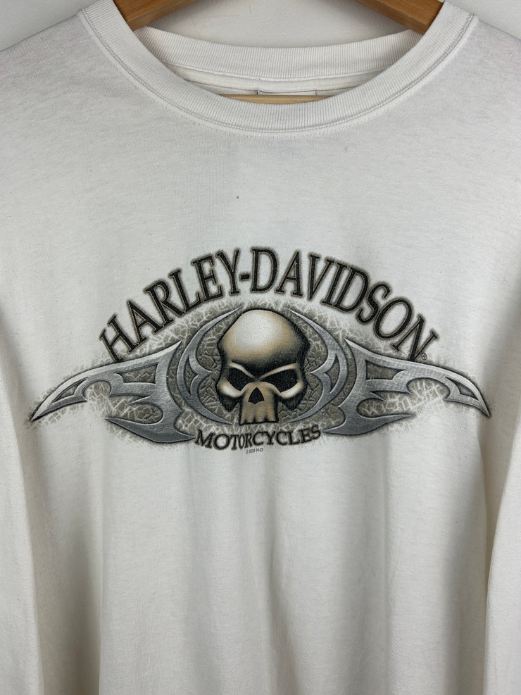 Vintage 2003 Harley Davidson Skulls White Long Sleeve