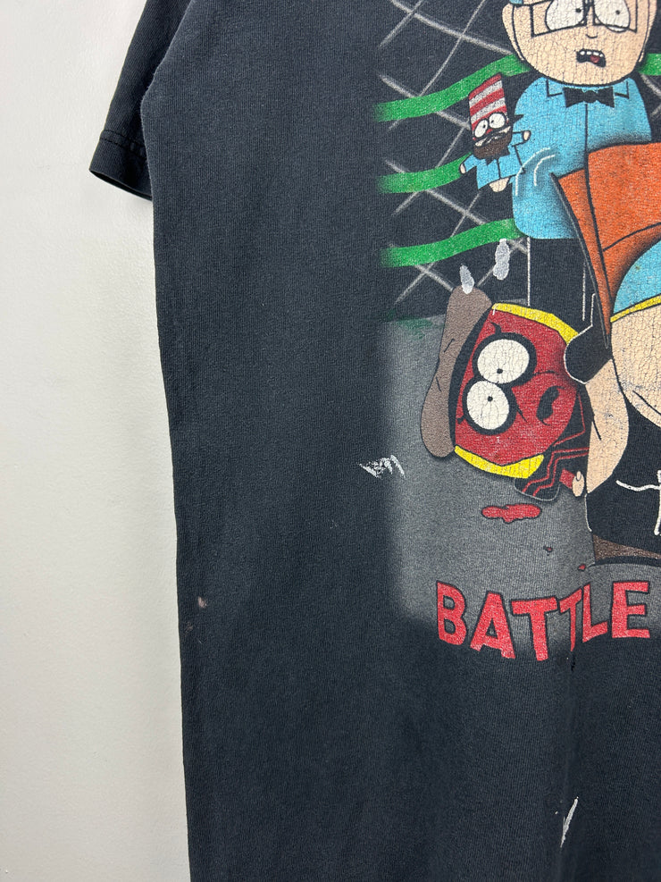 Vintage 90s South Park WWF Rage In The Cage Black Tee