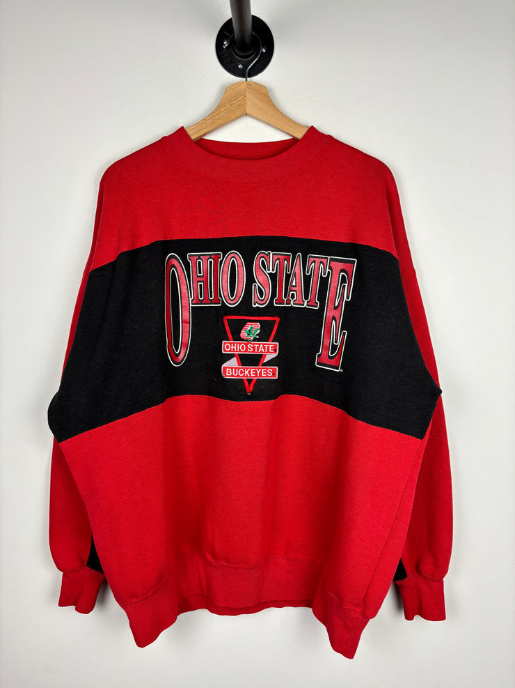 Vintage Ohio State Buckeyes Collegiate Red & Black Colour Block Crewneck