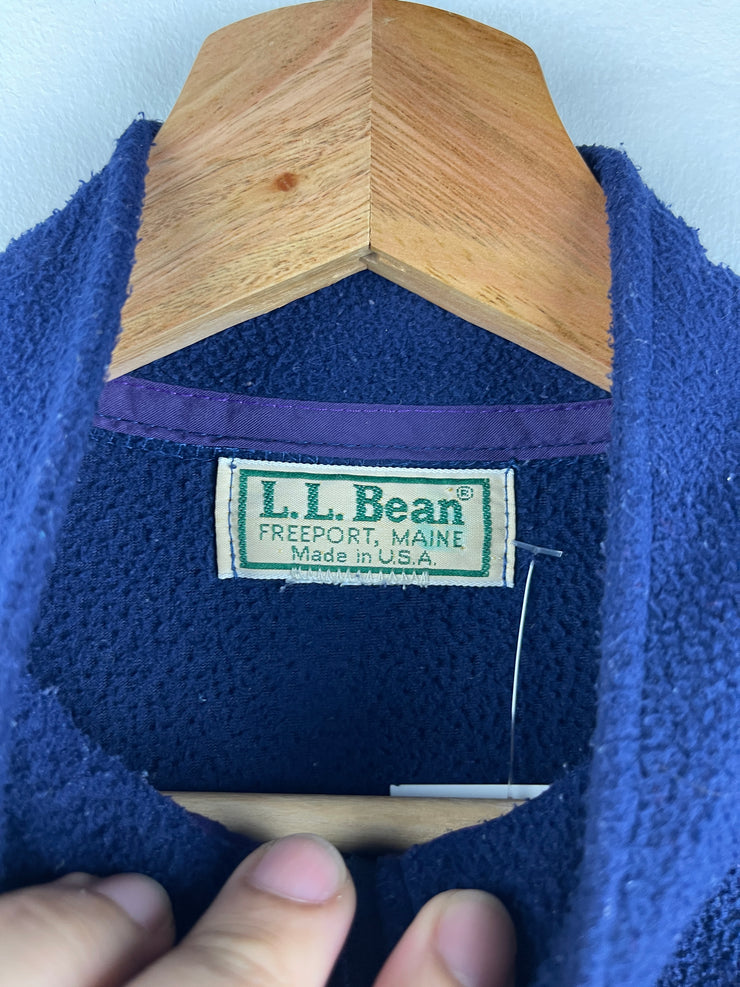 Vintage 80s LL Bean Fleece Quarter Zip Navy Sweater