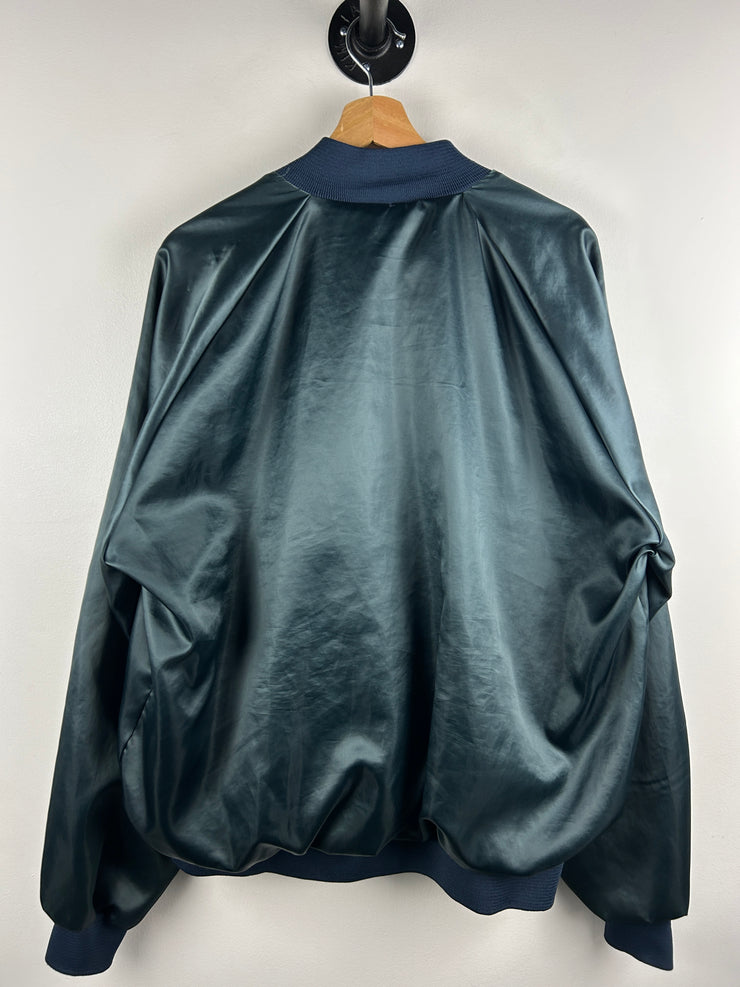 Vintage 90s Smith & Wesson Navy Satin Bomber Jacket