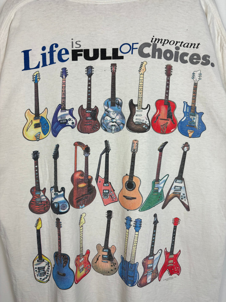 Vintage 1994 Life Is Full Of Important Choices Guitar White Tee