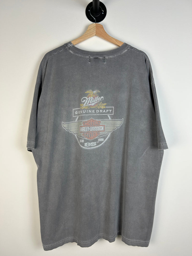 Vintage 1998 Harley Davidson Miller Faded Grey Tee