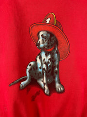Vintage 90s Dalmatian Dog Fire Fighter Red Crewneck