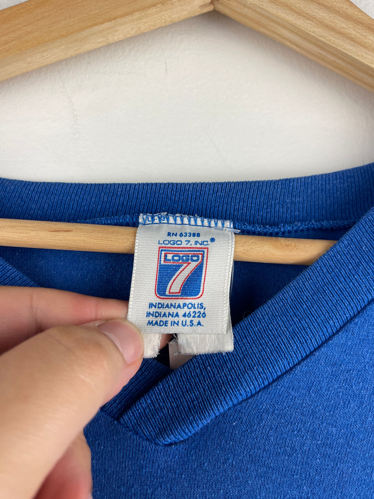 Vintage 90s NFL Logo 7 New England Patriots Bledsoe Blue Football Jersey