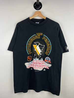 Vintage 90s NHL Starter Pittsburgh Penguins Champions Black Tee