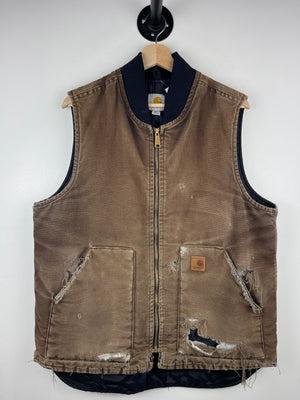 Vintage Carhartt Thrashed Dark Brown Work Vest V02 DKB