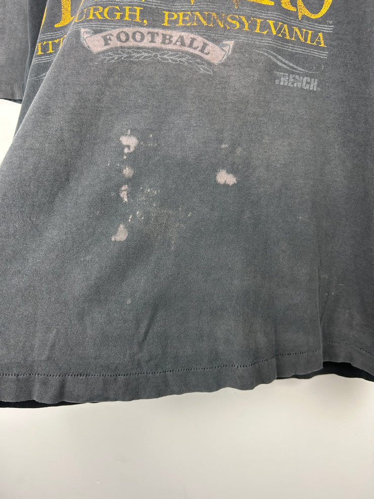 Vintage 90s NFL Trench Pittsburgh Steelers Faded Black Tee