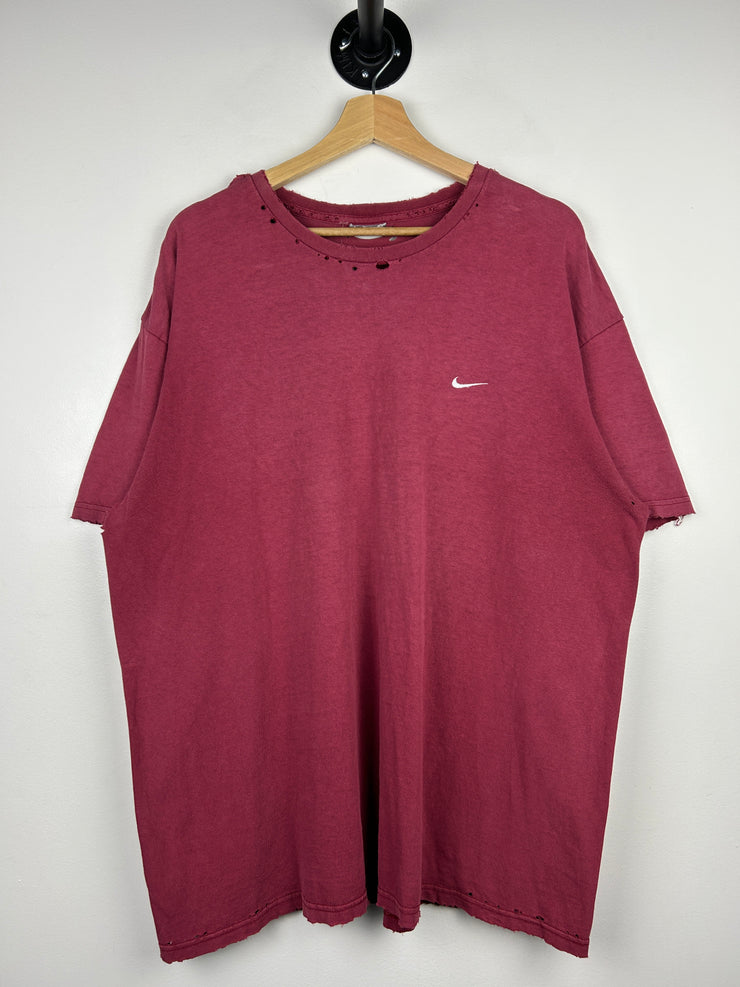 Vintage Nike Mini Swoosh Distressed Red Tee