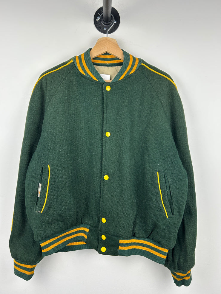 Vintage 60s Princeton Brockport State Green Wool Varsity Jacket