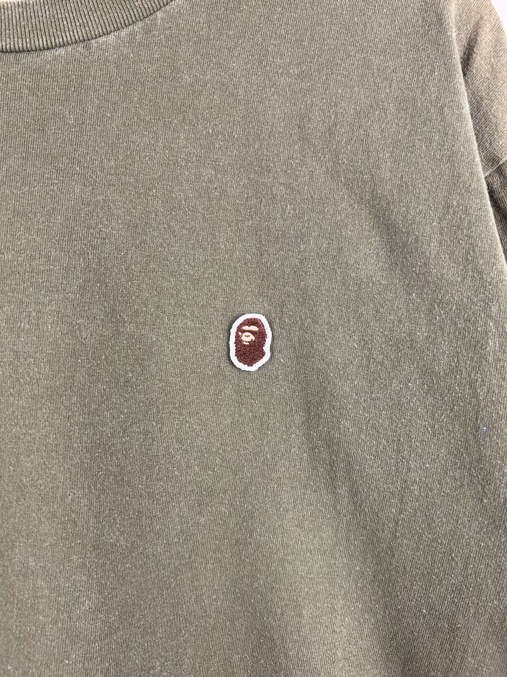 Bape Ape Head Embroidered Olive Tee