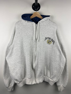 Vintage 90s Daytona Beach Florida Grey Zip Up Hoodie